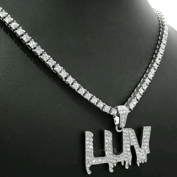 Hip Hop Lil Uzi Vert's LUV  pendant & 18" 1 Row Di - Picture 1 of 4